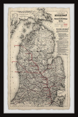 "Vintage Michigan Map" Framed Painting Print, 24x36