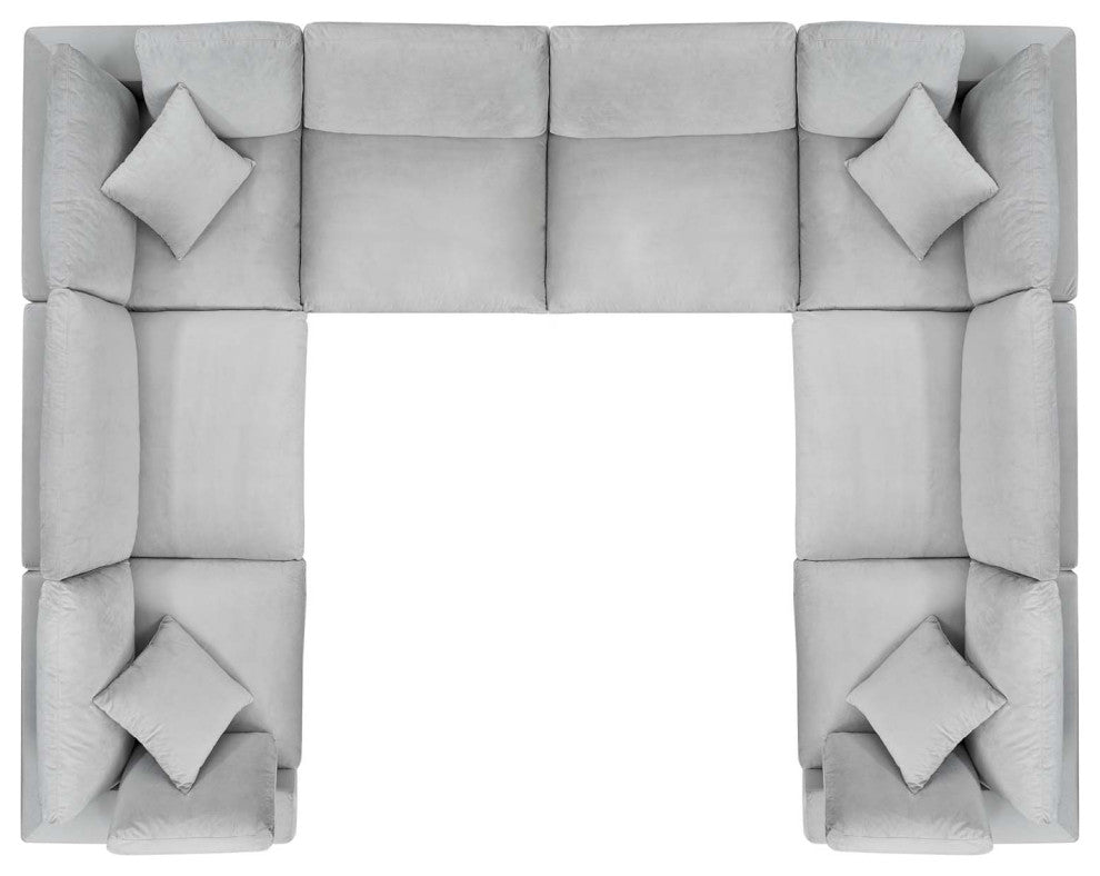 Sectional Sofa Set, Velvet, Gray, Modern, Living Lounge Hotel Hospitality