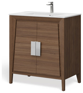 The Gellar Bathroom Vanity, Brown, 30", Single Sink, Freestanding