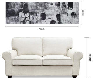 Monochrome Abstract Panel I Black Art on Silver Shagreen Wrapped Canvas Wall Art