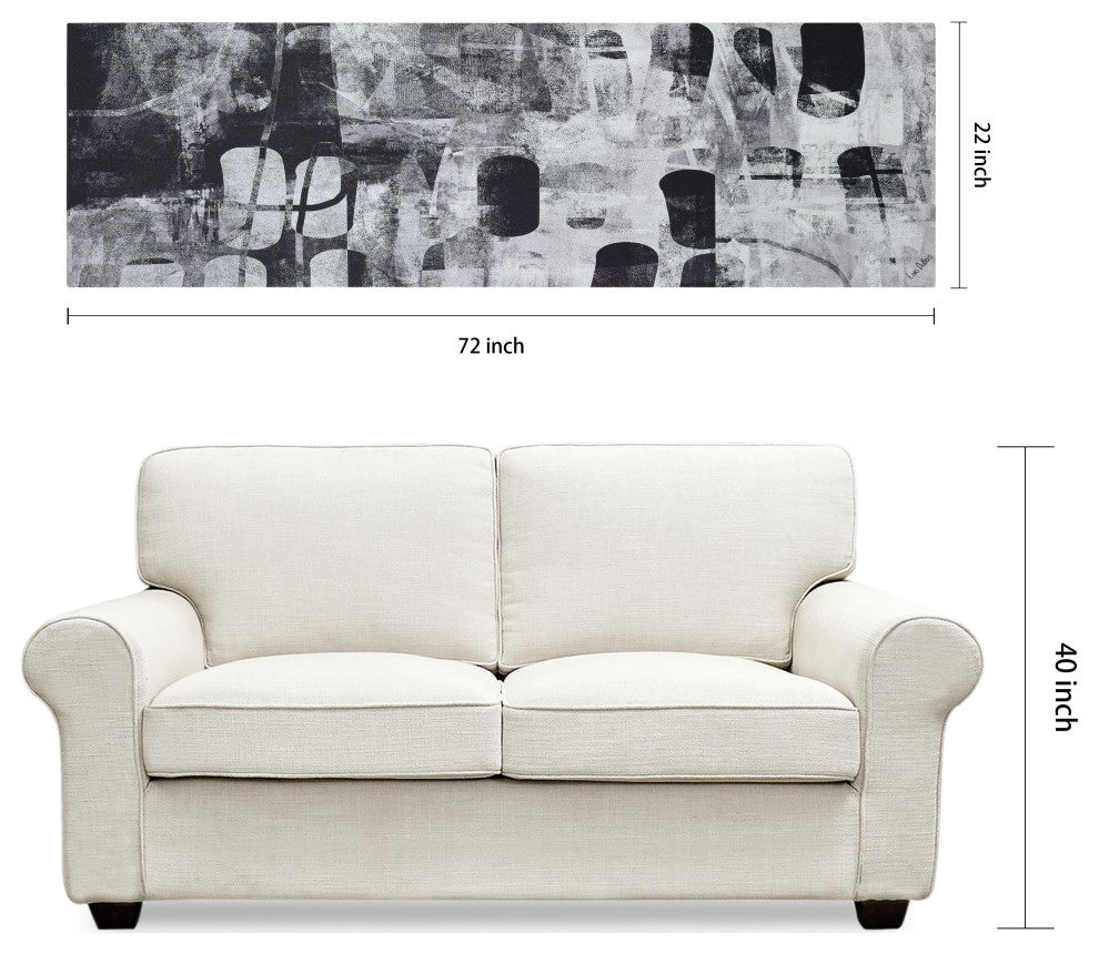 Monochrome Abstract Panel I Black Art on Silver Shagreen Wrapped Canvas Wall Art