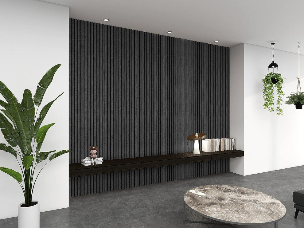 Acoustic Wood Wall Panels | Soundproof Paneling For Wall Decor, Charcoal, Pack of 6, Acoustica