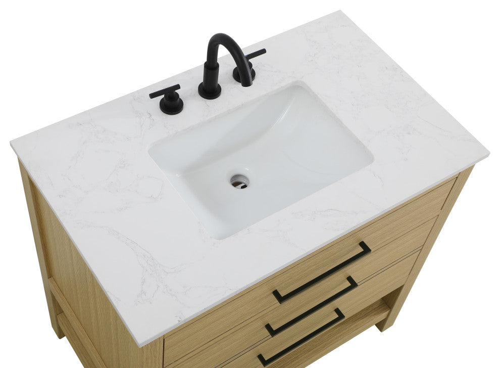 Home Living 36" Single Bathroom Vanity, Honey Brown