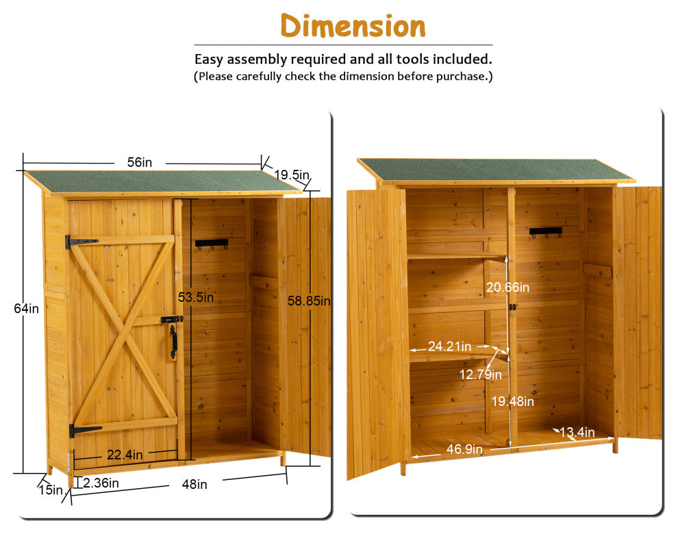 Outdoor Storage Shed With Lockable Door, Natural