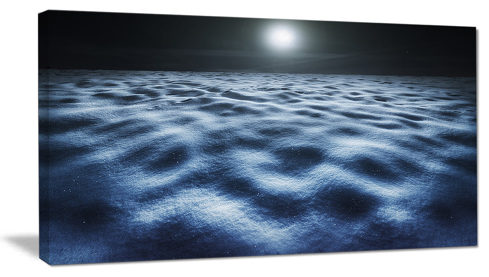 Night With Fool Moon in Sky, Large Landscape Canvas Art, 32"x16"