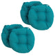 16" Outdoor Spun Polyester Tufted Chair Cushion, Set of 4, Aqua Blue