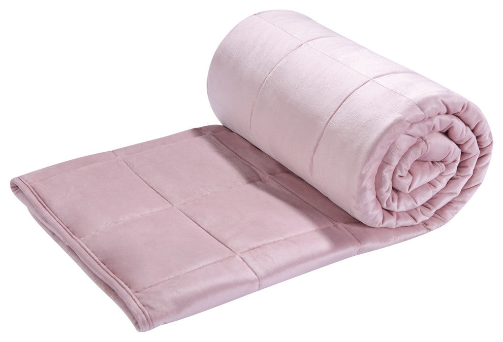 Tranquil Life Polyester Velvet Weighted All-Season Blanket, Pink, 36" X 48"