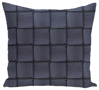 Basketweave Geometric Print Pillow, Blue, 26"x26"