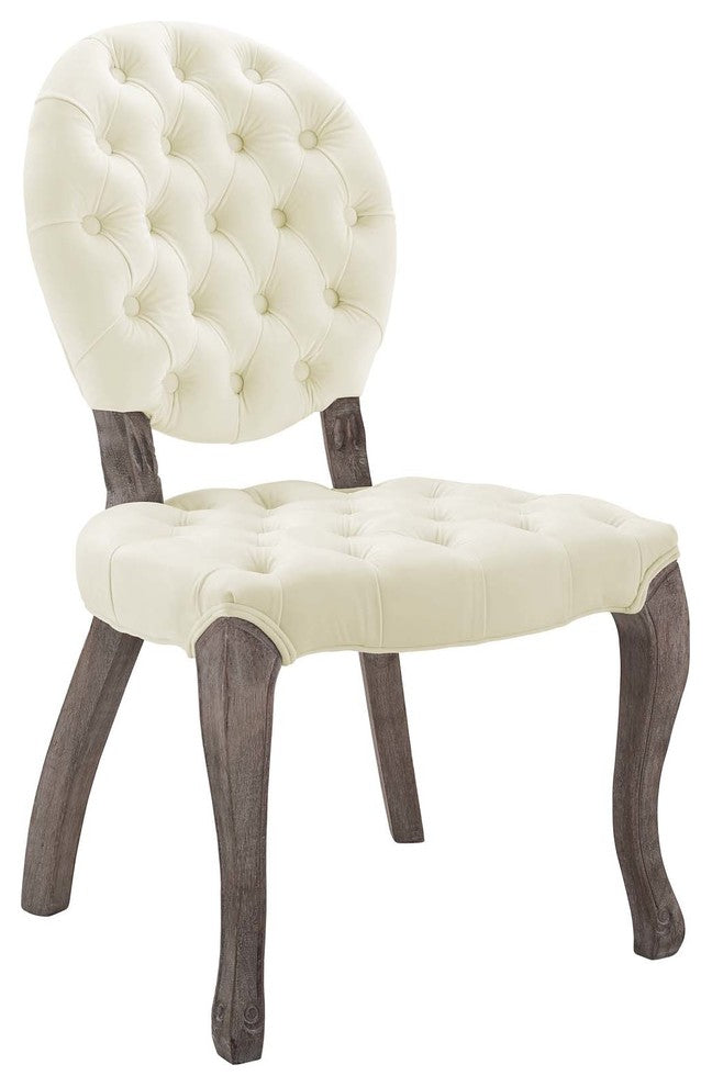 Ivory Exhibit French Vintage Dining Performance Velvet Side Chair