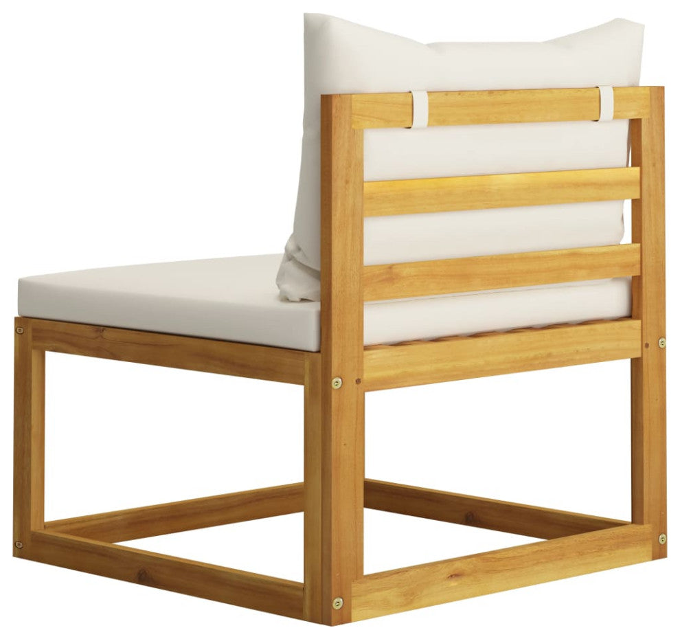 vidaXL 3 Piece Patio Lounge Set With Cream Cushions Solid Acacia Wood