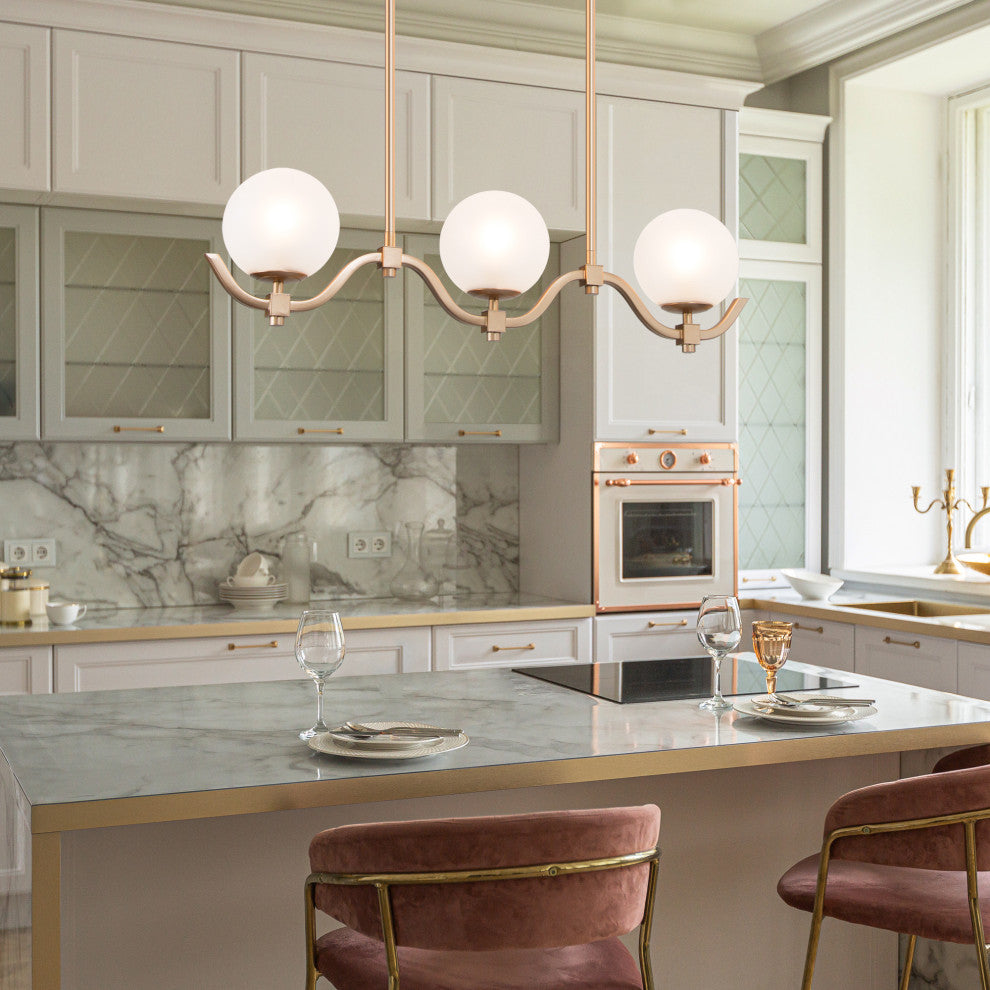 LALUZ 30-in Gold and Frosted Glass Modern Linear Kitchen Island Lighting