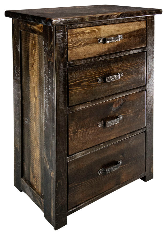 Big Sky Collection Rugged Sawn 4 Drawer Chest of Drawers, Jacobean Stain