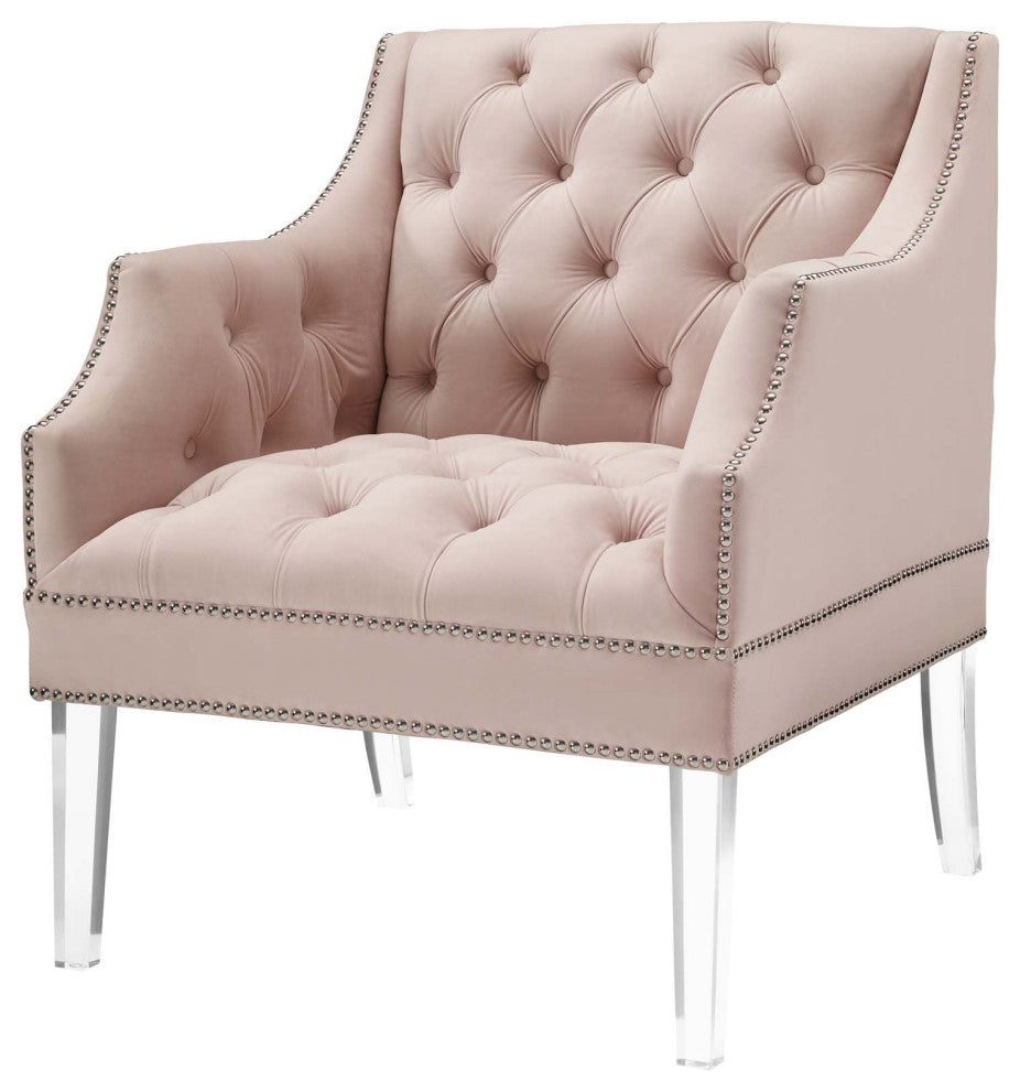 Armchair Accent Chair, Set of 2, Velvet, Pink, Modern, Living Lounge Hospitality