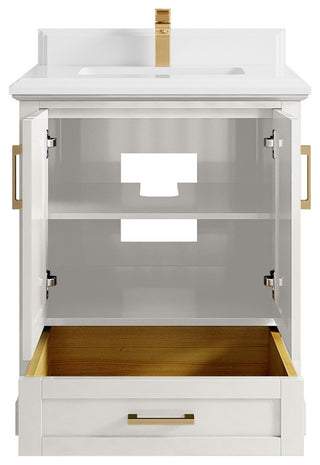 Boston 30" Single Sink Bath Vanity in Alabaster 1.5" White Quartz