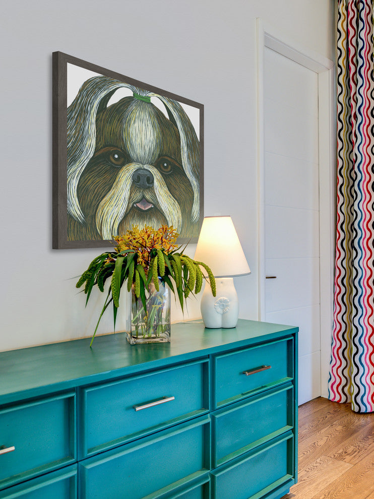 "Shih Tzu" Framed Painting Print, 12"x12"