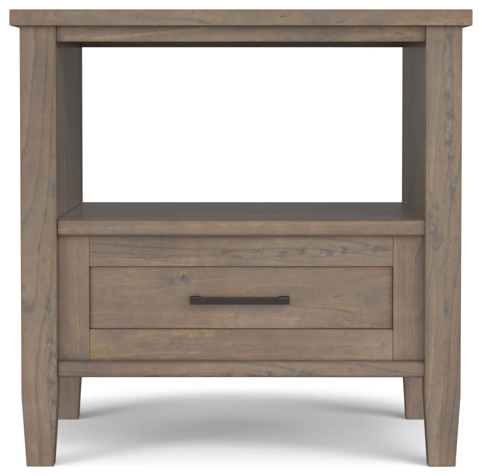 Ela SOLID WOOD End Table, Smoky Brown