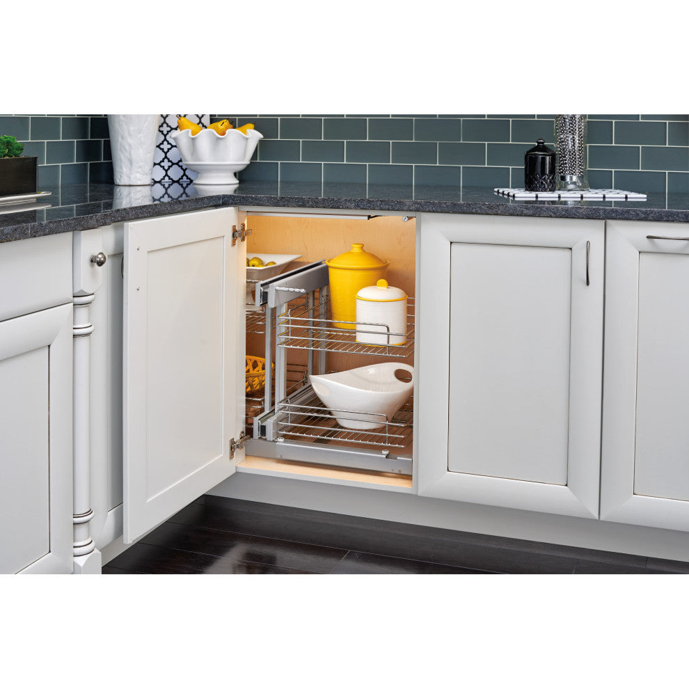 Steel 2-Tier Pull Out Organizer for Blind Corner Cabinets, 18"