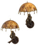 Verdigris Patina Brass Monkey Wall Lamps, 2-Piece Set