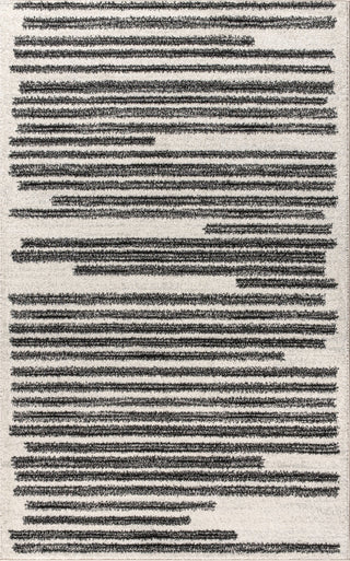 Khalil Modern Berber Stripe Area Rug, Cream/Black, 2 Ft. X 20 Ft.