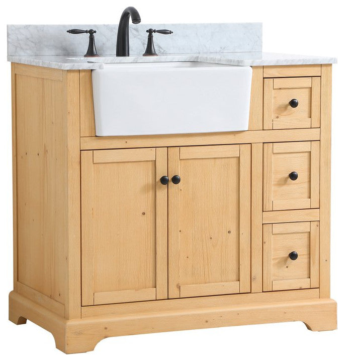 Home Living 22" Farmhouse Natural Wood-Light Bathroom Vanity