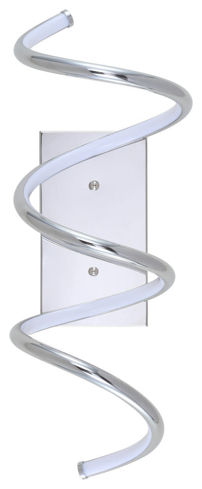 Scribble 7" Modern Metal Integrated LED Vanity Light Sconce, Chrome
