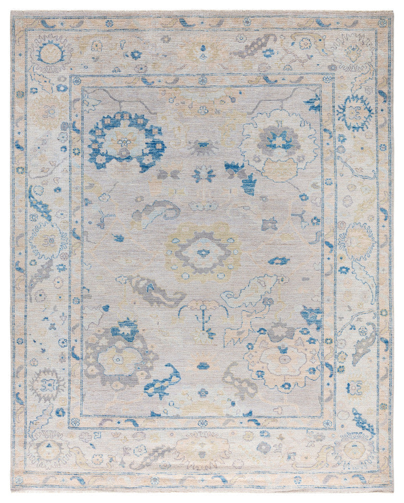 Oushak One-of-a-Kind Hand-Knotted Area Rug Light Gray, 8'1" x 10'1"