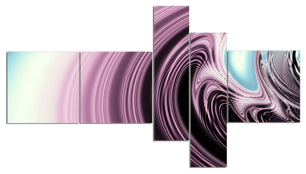 Unique Purple Fractal Art Pattern, Abstract Canvas Art Print, 60"x32", 5 panels