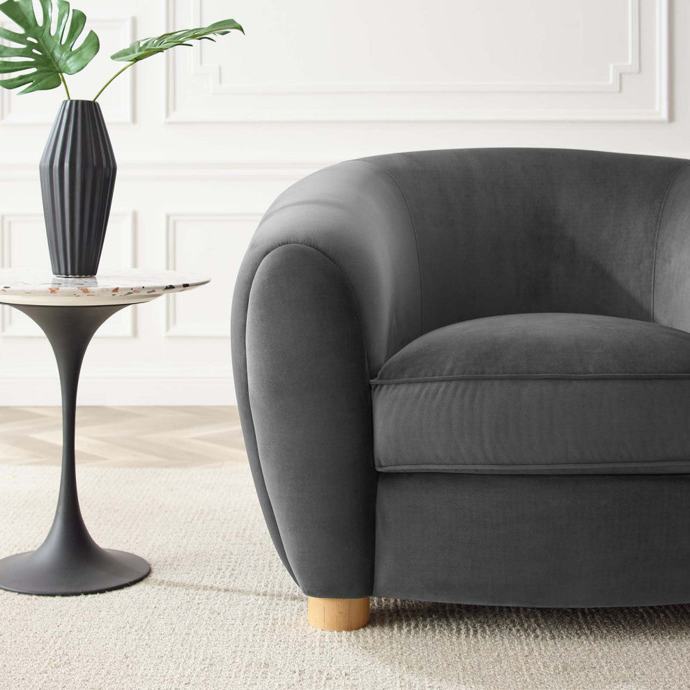 Armchair Accent Chair, Velvet, Dark Gray, Modern, Living Lounge Hospitality