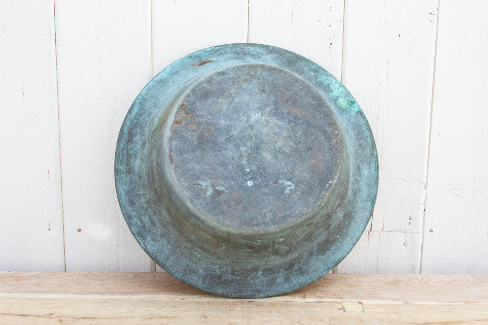 Large Antique Verdigris Copper Pot