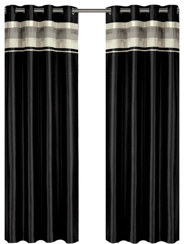 Milan Blackout Multilayer Energy-Saving Curtain, Black, 108"x108", Set of 2