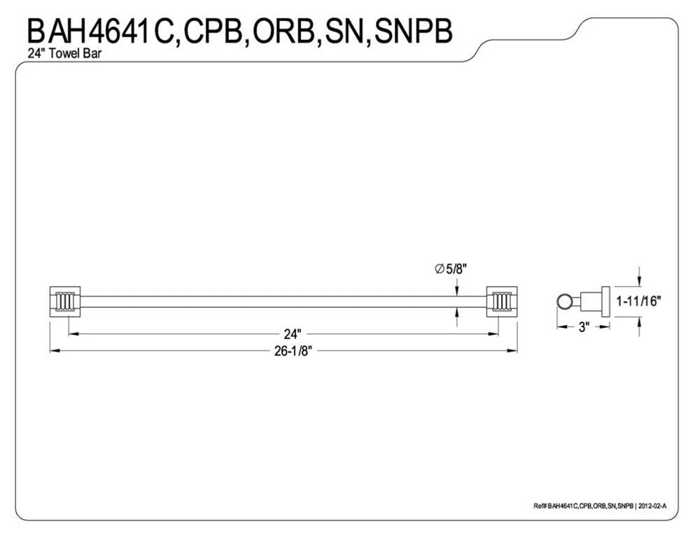 24" Towel Bar, Satin Nickel