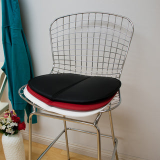 Mid Century Modern Chrome Wire Bar Stool, Red