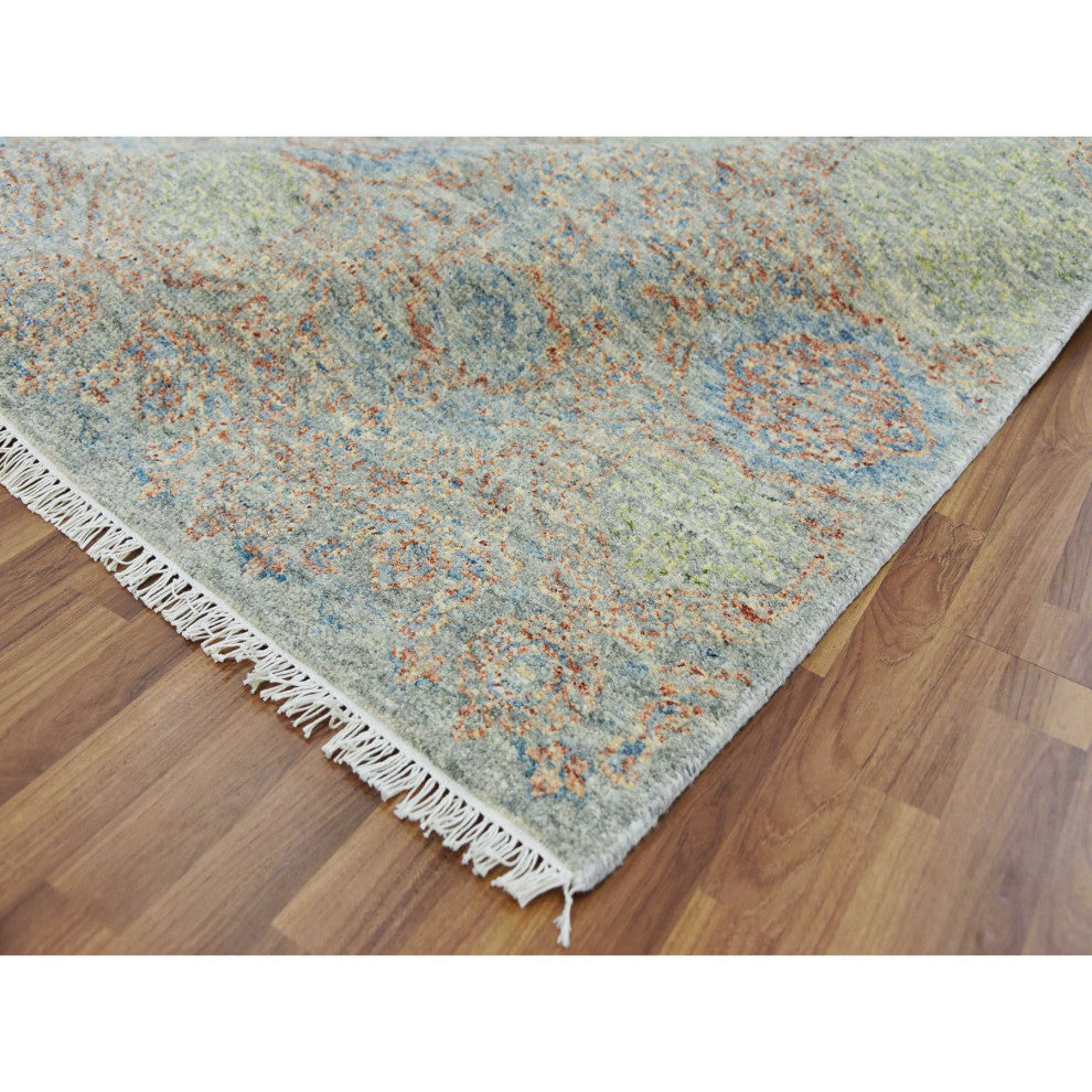 Hand Knotted Obscured and Subtle,Pure Wool, Soft, Oriental Rug, 9'2"x12'