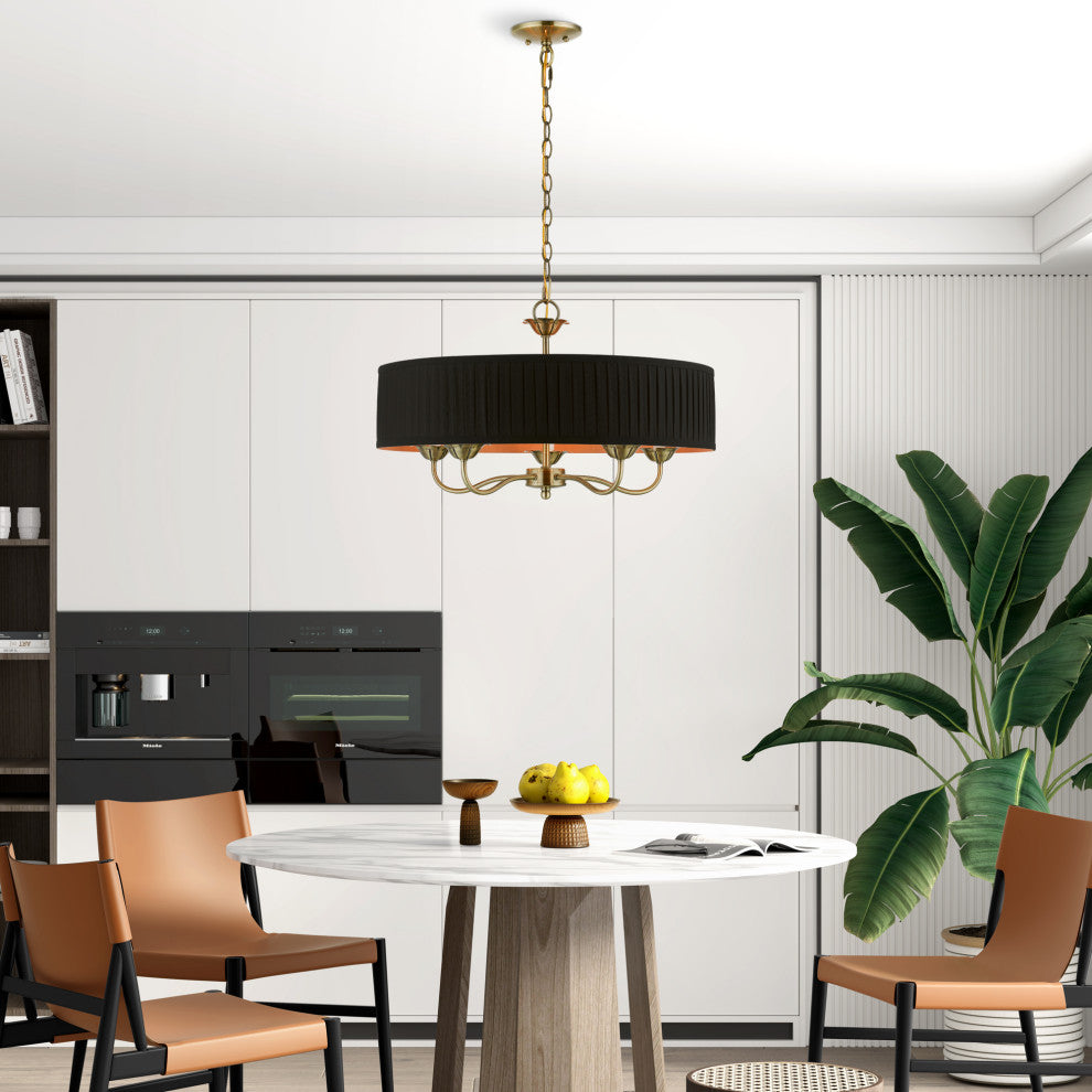 Livex Lighting 5 Light Antique Brass Pendant Chandelier