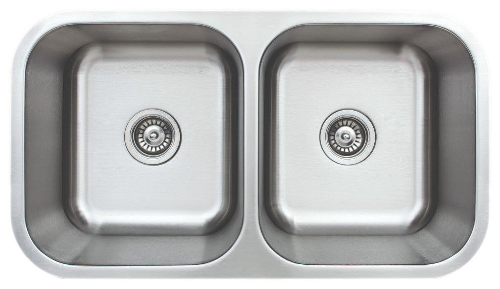 Wells Sinkware Equal Double Bowl Sink, 16 Gauge, Sink Only
