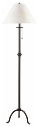 100W Iron Floor Lamp with Pull Chain, Black Finish, Off White Shade