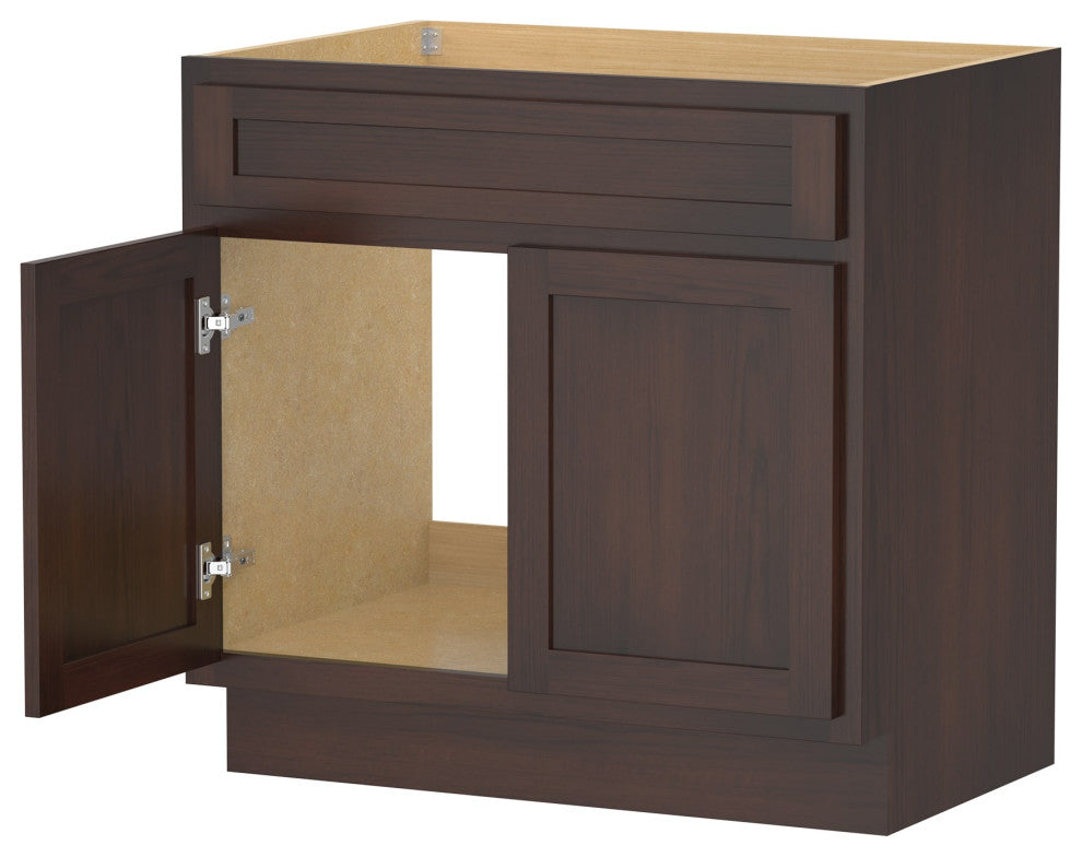 Vanity Art Vanity Base Cabinet, No Top, 36", Brown