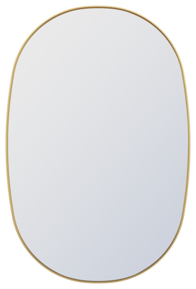 24"x36" Wall-mounted Oval Bathroom Vanity Mirror with Aluminum Frame, Brushed Gold