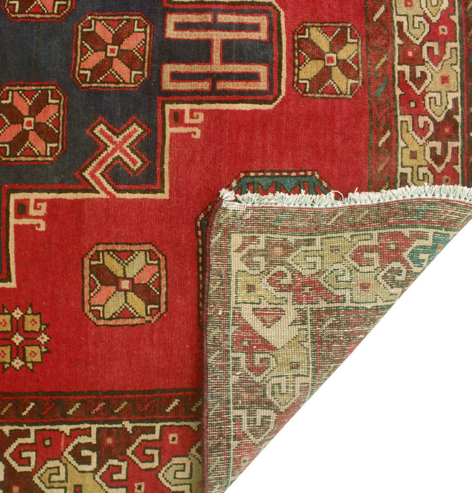 Fine Vintage Distressed Abigay Red/Navy Runner, 4'7x11'2