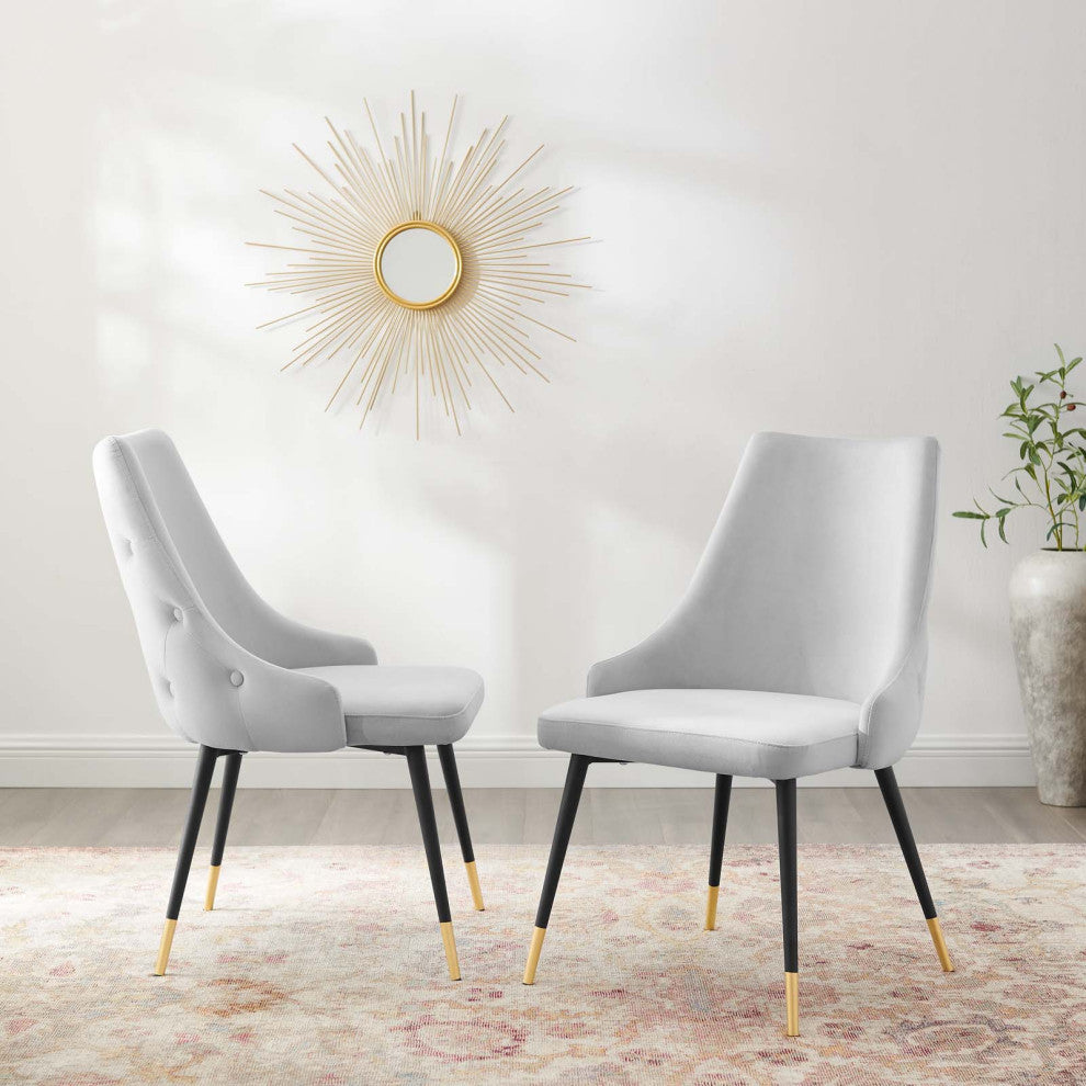 Side Dining Chair, Set of 2, Velvet, Gray, Modern, Cafe Bistro Restaurant
