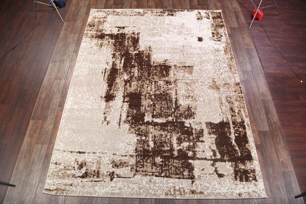 Agra Modern Turkish Distressed Oriental Area Rug, Beige, 8'0"X10'0"