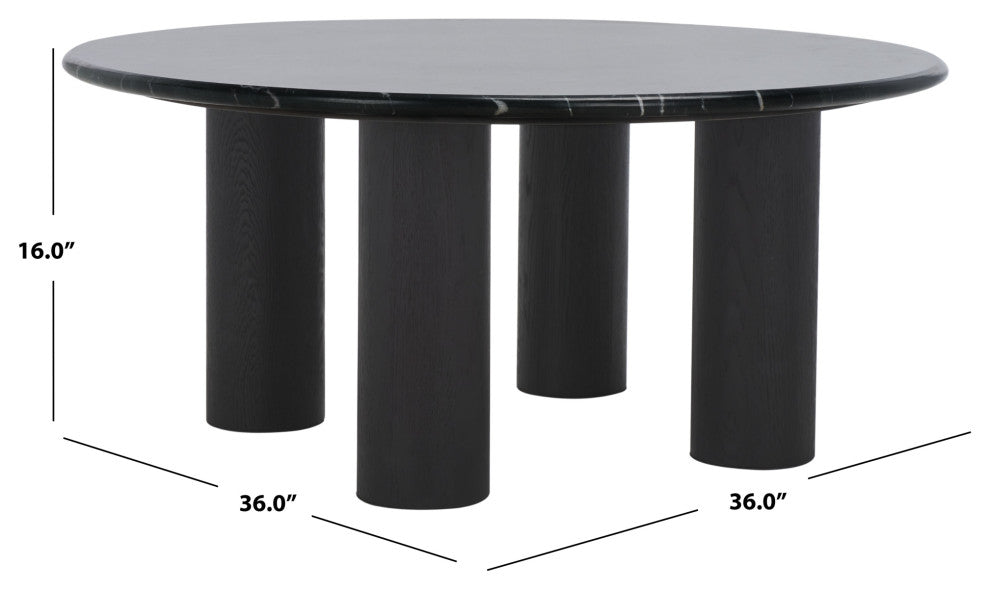 Safavieh Couture Tylee Round Marble Coffee Table, Black