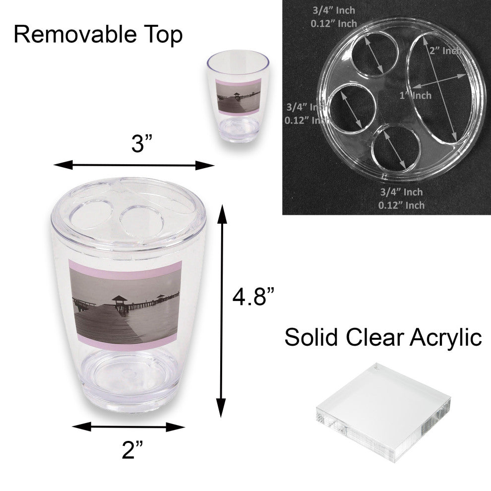 Seaside Clear Toothbrush Holder Stand for Bathroom Vanity Countertop