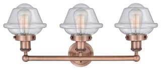 Oxford 3-Light 25" Bath Vanity Light, Antique Copper Finish, Seedy Shade