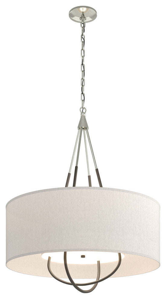 Loop Pendant, Sterling Finish, Dark Smoke Accents, Flax Shade