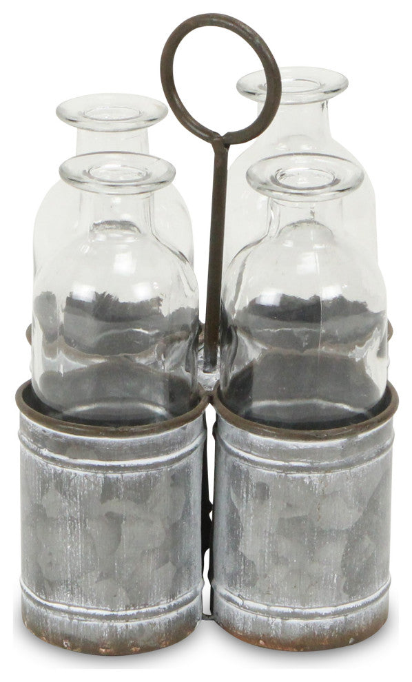 4 Slot Galvanized Metal Jar Holder