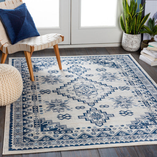 Surya Roma ROM-2320 7'10"x10' Rug, Dark Blue/Medium Gray/Light Gray/White