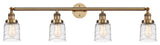 Small Bell 4 Light Bath Vanity Light, Brushed Brass, Deco Swirl, Deco Swirl