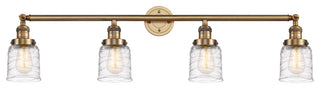 Small Bell 4 Light Bath Vanity Light, Brushed Brass, Deco Swirl, Deco Swirl