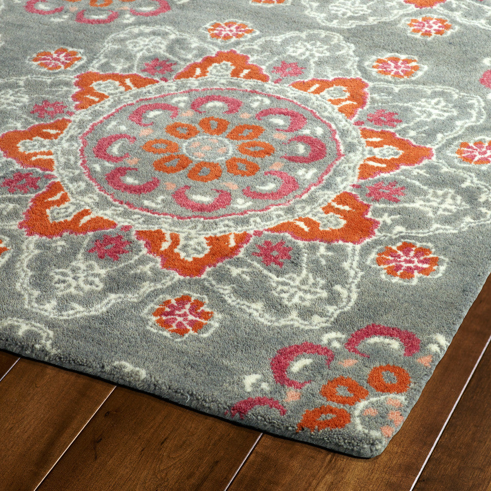 Kaleen Hand-Tufted Global Inspiration Gray Wool Rug, Gray, 3''6"x5''6"